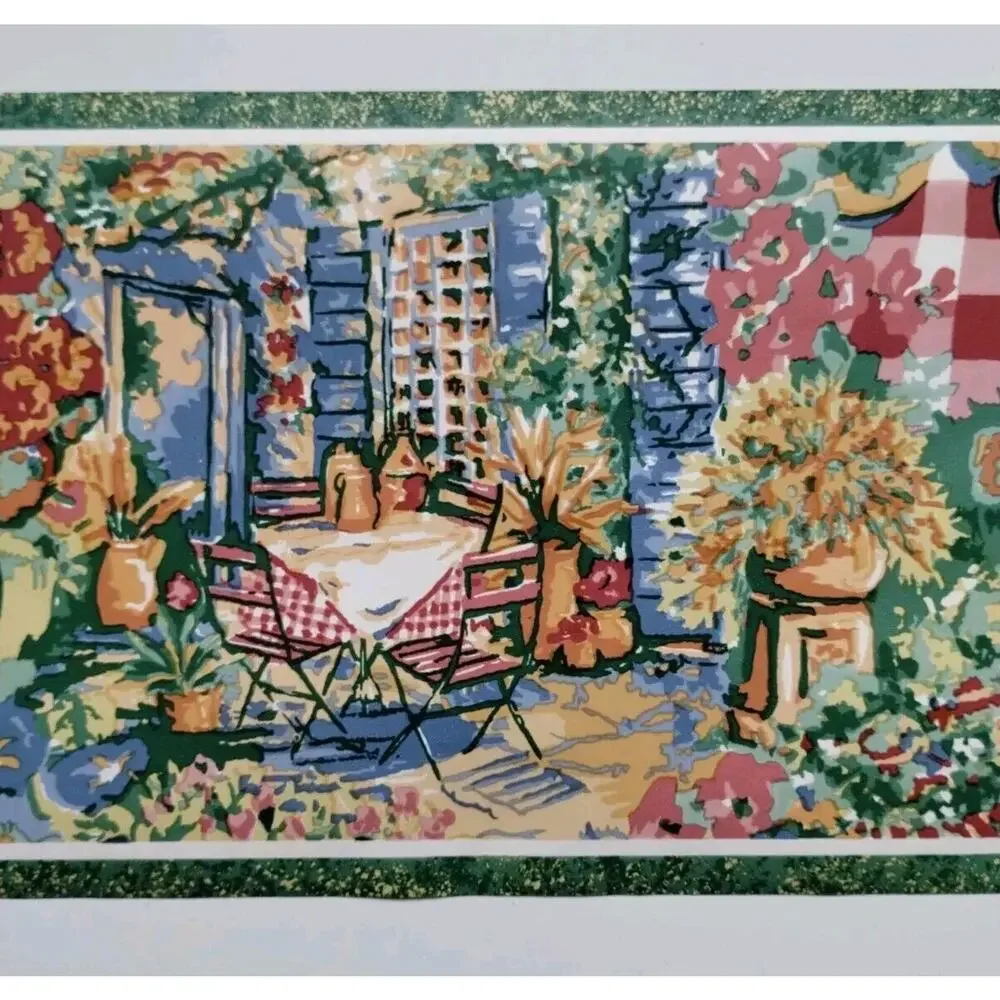 Lot Of 3 - Sunworthy Wallpaper Border - Cafe Floral Watercolor - 15 Yds Total